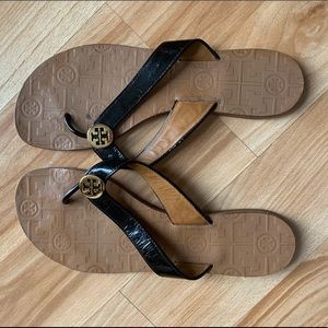 Tory Burch Thora Black Leather Flip flop